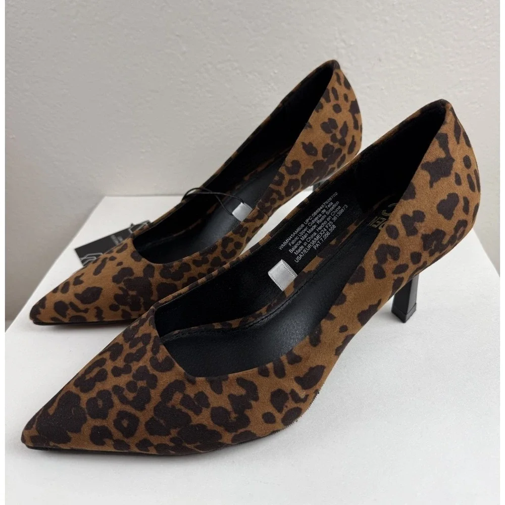 Madden NYC Leopard Print Pointed Toe Kitten Heel Pumps Animal Print Womens Sz 7